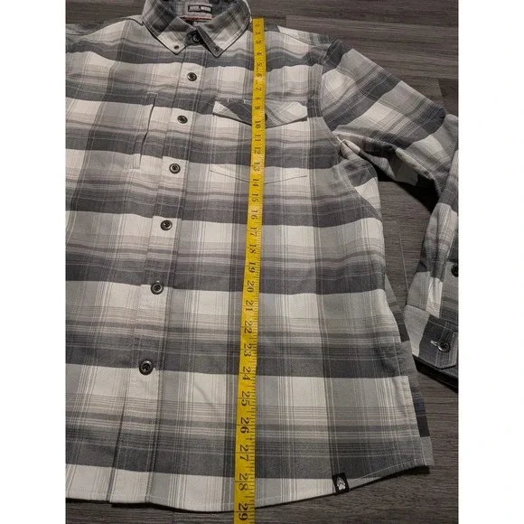 Alaskan Hardgear Men's Black White Gray Plaid Flannel Untucked Shirt Size Medium - Picture 4 of 7